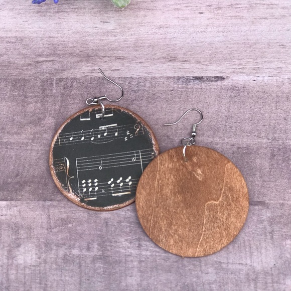 Wooden Oil Defuser Earrings, NWOT - Picture 2 of 2